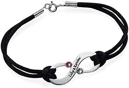 YINSHIFU Infinity Charm Bracelet for Couple with Birthstones - Engraved Love Bracelet Personalized Gift