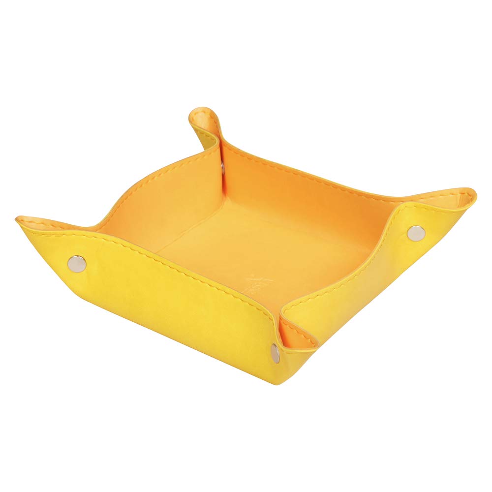 RHODIA 318956C - Jonquille Reversible Tidy Box - 12x12x4.5 cm - Orange Saddle Stitching, Magnetic Corners - Faux Leather - Rhodiarama Home Office Collection - Office Organization & Designer Storage