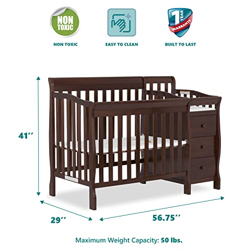 Dream On Me Jayden 4in1 Mini Convertible Crib And Changer in Espresso