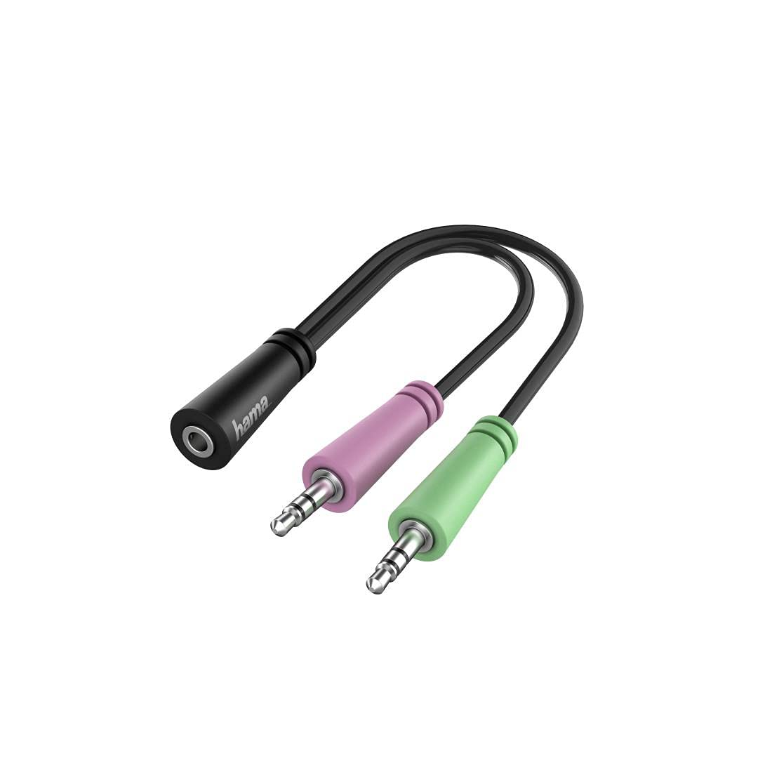 Hama Audio Adapter: 2x 3-Pin 3.5 mm Jack Plug - 4-Pin 3.5 mm Jack Socket, Stereo Jack Adapter for PC/Laptop & Headset with Microphone