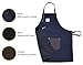 Aprons For Men And Women With Leather Pocket - Chef Kitchen Canvas Hairstylist Apron - Navy Blue