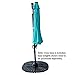C-Hopetree 10' Offset Hanging Cantilever Market Umbrella with Solar LED Lights and Tilt for Outdoor Balcony Outside Patio, Aqua Blue
