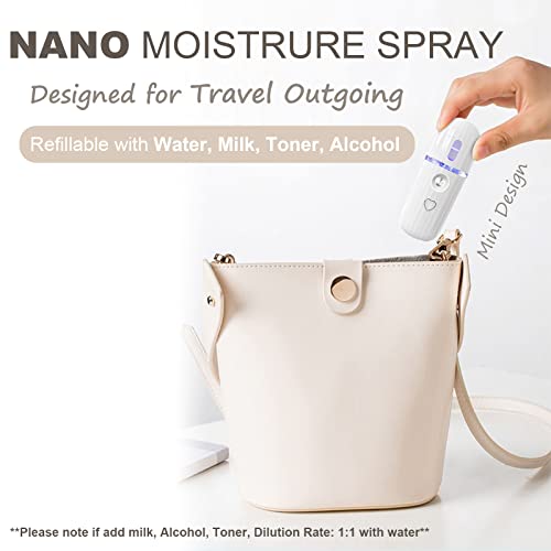 Nano Facial Mister, Travel Mini Facial Steamer Mister for Lash Extensions, USB Rechargeable 30ml Mist Sprayer Handy Face Humidifier, Water SPA Moisturizing Hydrating for Skin Care, Daily Makeup