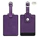 FINTIE 2 Pack Luggage Tags, Leather Name ID Labels with Privacy Cover for Travel Bag Suitcase, Theme - Genuine Leather-Purple