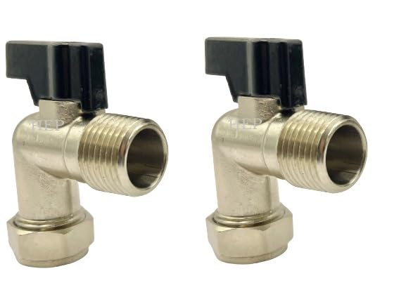 hep® 15mm x 1/2" Elbow Isolation Ball o fix Valves Bend Standard Bore Black Lever Suitable HOT & Cold WRAS Approved Pack of 2