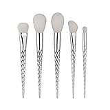 5pcs Makeup Brush Set Pro Unicorn Makeup Brushes Synthetic Hair Cosmetics Foundation Blending Blush Face Powder Brush Eyeshadow Eyeliner Makeup Brush Kit (Silver)
