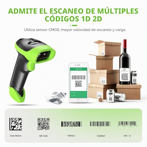NetumScan Wireless USB Barcode Scanner Bluetooth 1D 2D QR Barcode Reader Portable Compatible with Computer for Pos System, Supermarket, Warehouse, Retail Store NSL8BL