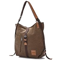 Multifunctional Canvas Bag, JOSEKO Women Convertible Backpack Purse Ladies Shoulder Bag Casual Handbag