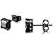 Jstyle Stainless Steel Black Stud Earrings for Men Women 20G Cubic Zirconia Black Earrings Studs for Sensitive Ears Hypoallergenic CZ Surgical Steel Earrings Pierced 3-8mm