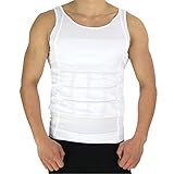 Men's Compression Undershirt Shirt Vest Tank Top Body Shaper Workout Tank Tops Training Shirt Perfect for running, workout, gym, yoga, dailywear - White Large