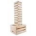 Sunny & Fun Giant Toppling Tower - 60 Jumbo Wooden Blocks Stacks to 5+ Feet - Oversized Indoor & Outdoor Stacking Game for Adults & Kids w/ 2-in-1 Storage & Table Crate - for Party Yard Lawn Backyard