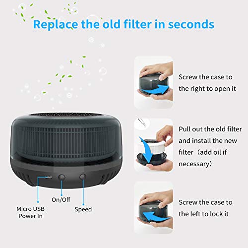 QUEENTY Air Purifier for Car, HEPA Car Air Purifier with Activated Carbon Filter, Mini Air Ionizer for Vehicles, Auto, Office and Small Space with Car Charger