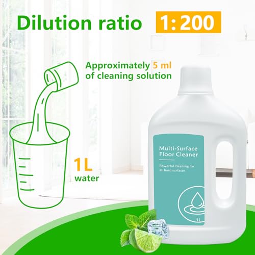 Floor Cleaning Solution for Dreame L40 Ultra/L50 Ultra/X50 Ultra/L10s Ultra Gen 2/X40 Ultra and Other L/X/Aqua/Matrix Series Robot Vacuum Cleaners, Multi-Surface Floor Cleaner Liquid, Fits MOVA, 1L