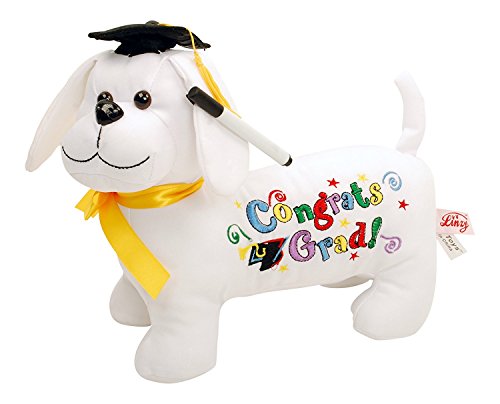 Linzy Jacques Coeur 11” Dog Plush Congrats Grad! Graduation Dog with Pen Included for Friends Autographs!
