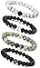 ORAZIO 4Pcs 8mm Beaded Distance Bracelet Natural Stone Couple Lover Relationship Bracelets Elastic