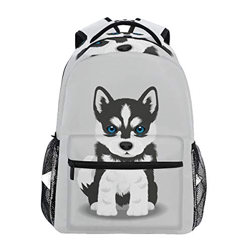 Wamika Siberian Husky Puppy Backpacks for Kids Women Men Dog Design Computer Laptop Backpack