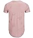 KLIEGOU Mens Hipster Hip Hop Ripped Round Hemline hole T Shirt(1705) (Small, Pink)