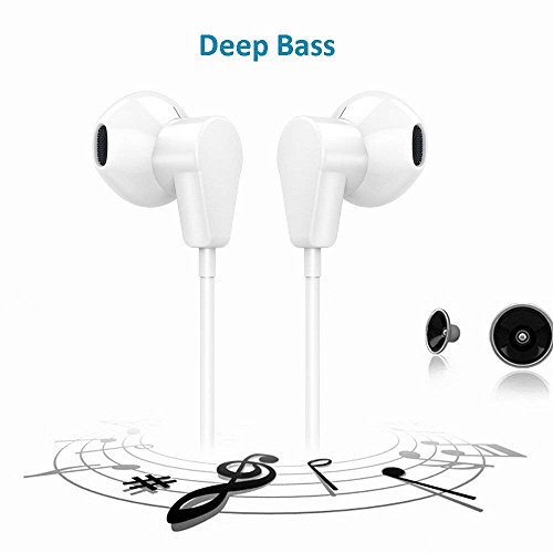 AXELECT Bluetooth Headphones with Mic, Stereo Earphones Compatible for iPhone X XR XS 8/8Plus 7/7Plus, Noise Cancelling Headse, White