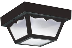 SEA GULL LIGHTING Generation Lighting 7569EN3-32 Ceiling Outdoor Flush Mount, 2-Light LED 19 Total Watts, Black Polypropylene, Clear, 5.50x10.25x10.25
