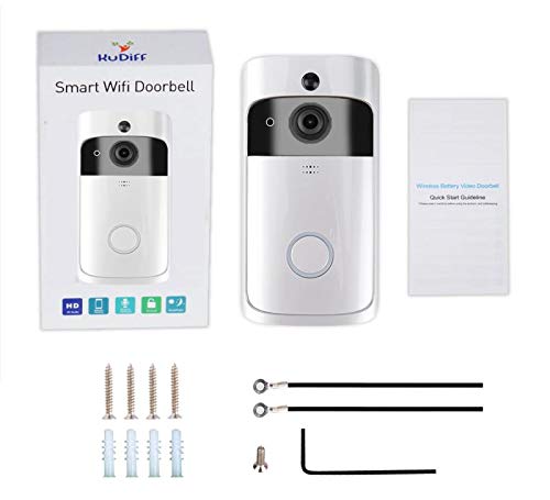 Wireless Video Doorbell with LED Ring Button HD Wifi Camera with Real-time Video, Two-Way Talk, Night Vision, PIR Motion Detection, SD Card IOS Android,Powered by AC & DC & Battery (6 Months Work)