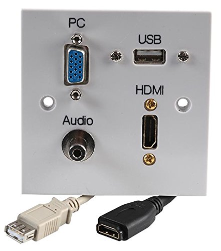 PRO SIGNAL 1 Gang Multimedia Wall Plate – HDMI, USB Type A, VGA & 3.5mm Audio – Plug & Play – PELR0089