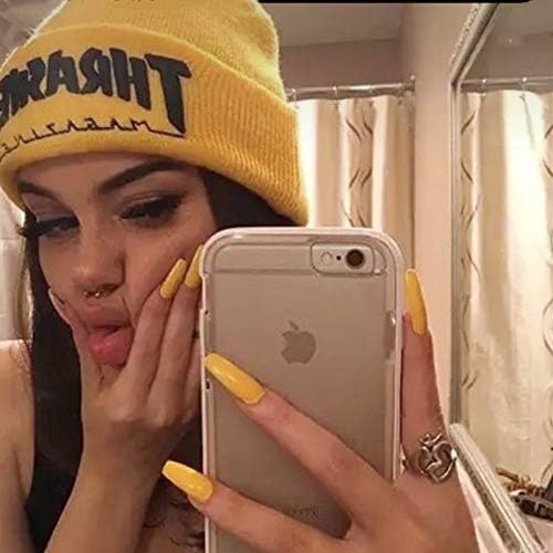 Yeemoo 24pcs Fake Nails Ballet style nail art Solid color nail products Long section Fashion style Various colors (Yellow)