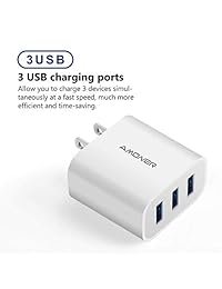 Cargador de pared, USB tipo C, cable portátil de 15 W y 3 puertos, cargador de pared de viaje con cable USB C para Samsung Galaxy S9 S9+ S8 S8+, Note9 8, Google Pixel, Nintendo Switch, LG G5 G6 G7 V30, más