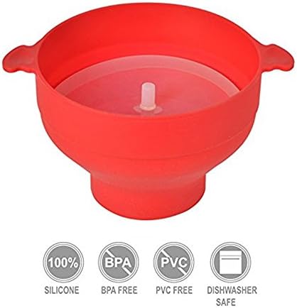 Sanvan Microwave Popcorn Popper Bowl Bucket Collapsible Silicone with Handles (RED)