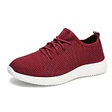 Hawkwell Women's Athletic Comfort Breathable Fashion Sneaker,Red Fabric,9.5 M US