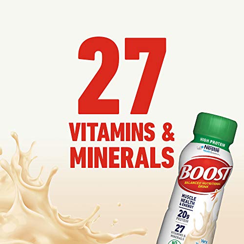 Boost High Protein Complete Nutritional Drink, Very Vanilla, 8 fl oz Bottle, 24 Pack (Packaging