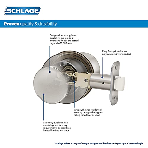 Schlage F10 PLY 716 Plymouth Door Knob, Hall & Closet Passage Lock