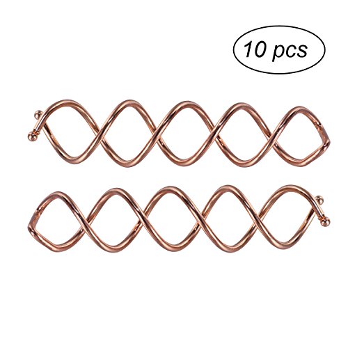 Frcolor 10 Pcs Spiral Twist Hair Pins Spin Clips Bun Stick Pick for DIY Hair Style (Rose Gold)