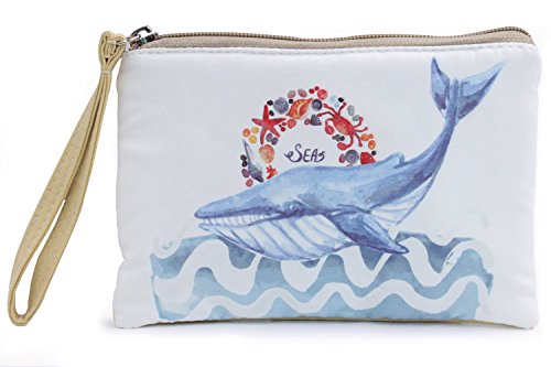 Women and Girl Retro Canvas Coin Purse Zipper Pouch Wallet for Cash, Bank Card, Passport, Coin (Whale)