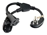 Cable Leader 14 inches Ultra Low Profile Power Extension Cord Splitter Cable 16 AWG (2 NEMA 5-15R to 1 NEMA 5-15P) UL Listed