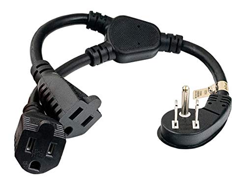 Cable Leader 14 inches Ultra Low Profile Power Extension Cord Splitter Cable 16 AWG (2 NEMA 5-15R to 1 NEMA 5-15P) UL Listed