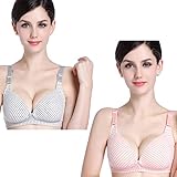Womens 2 Pack Comfy Cotton Nursing & Maternity Sleep Bra Wireless Front Closure Bralette for Breastfeeding with Extenders Clips