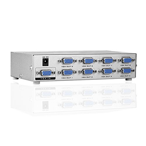 SIENOC 8 Port SVGA VGA Splitter Box 250 MHz 1920x 1440 Resolution 1 PC to 8 LCD CRT Monitor TV for Laptop Computer - Thumbnail 2