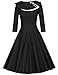 MUXXN Women's Round Neck Pleated Slim Hosewife Wiggle Dress (Black S)