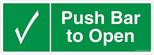Safety Sign Store GS205-1442NGR-01 Push Bar To Open Material Nightglo Rigid 1.2 Mm Pack Of 1 148 L X 420 W