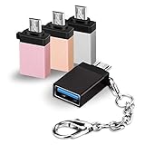 Micro USB to USB OTG Adapter 4Pack, Micro-USB B Male to USB A Female Connector with Keychain fit Android Samsung Galaxy S7 S6 Edge S5 Note 5 LG G4 Sony Nokia HTC or Tablets with ON The GO Function