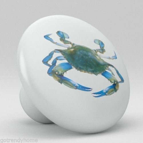 Blue Crab Ceramic Knobs Pulls Kitchen Drawer Cabinet Vanity Closet 274 Dresser