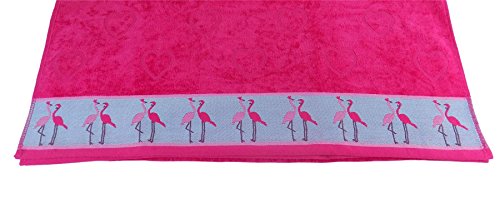 FLAMINGO HEARTS BRIGHT FRESH 100% COTTON PINK ABSORBANT THICK BEACH TOWEL 83 X 160CM - 33" X 63"