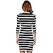 YXTech Women Summer Striped Sexy Dress 3/4 Sleeve Casual Knee Length Dress (XL, Black)