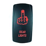QUNQI STAR 5 pin Laser Backlit Rocker Switch REAR LIGHTS 20A 12V On/off LED Light Toggle Switch (Red)