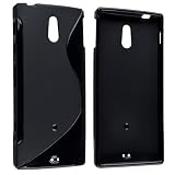 TOOGOO TPU Rubber Skin Case Compatible with Sony Xperia P LT22i, Frost Black S Shape