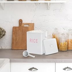 Youeon 10 Lbs Metal Rice Storage Container, Square