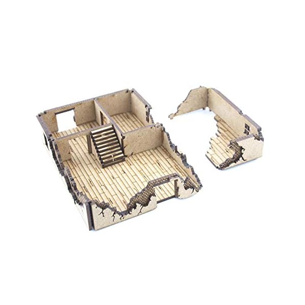 War World Gaming World at War Zerstörtes Haus 1 aus MDF 15mm Maßstab - WW1 WW2 Wargame Gelände Geländebau Gebäude… – Bild 4