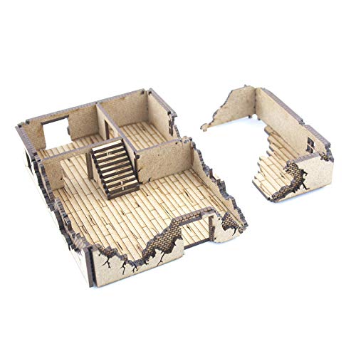 War World Gaming World at War Zerstörtes Haus 1 aus MDF 15mm Maßstab - WW1 WW2 Wargame Gelände Geländebau Gebäude… – Bild 4