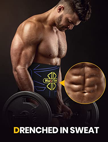 Fovbun Waist Trainer for Women & Men, Sweat Belt for Belly/Back/Lumbar Support, Stretchable Neoprene Sauna Tummy Control Workout Waist Trimmer, 55’’ Long Adjustable Straps, Slimming Body Shaper Black