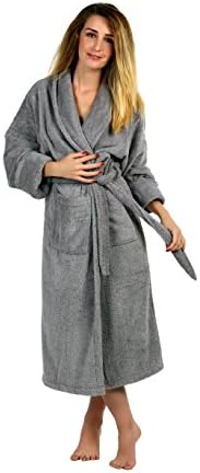 All Design's Turkish Kimono Terry Women Bathrobe Solid Grey, Large Size